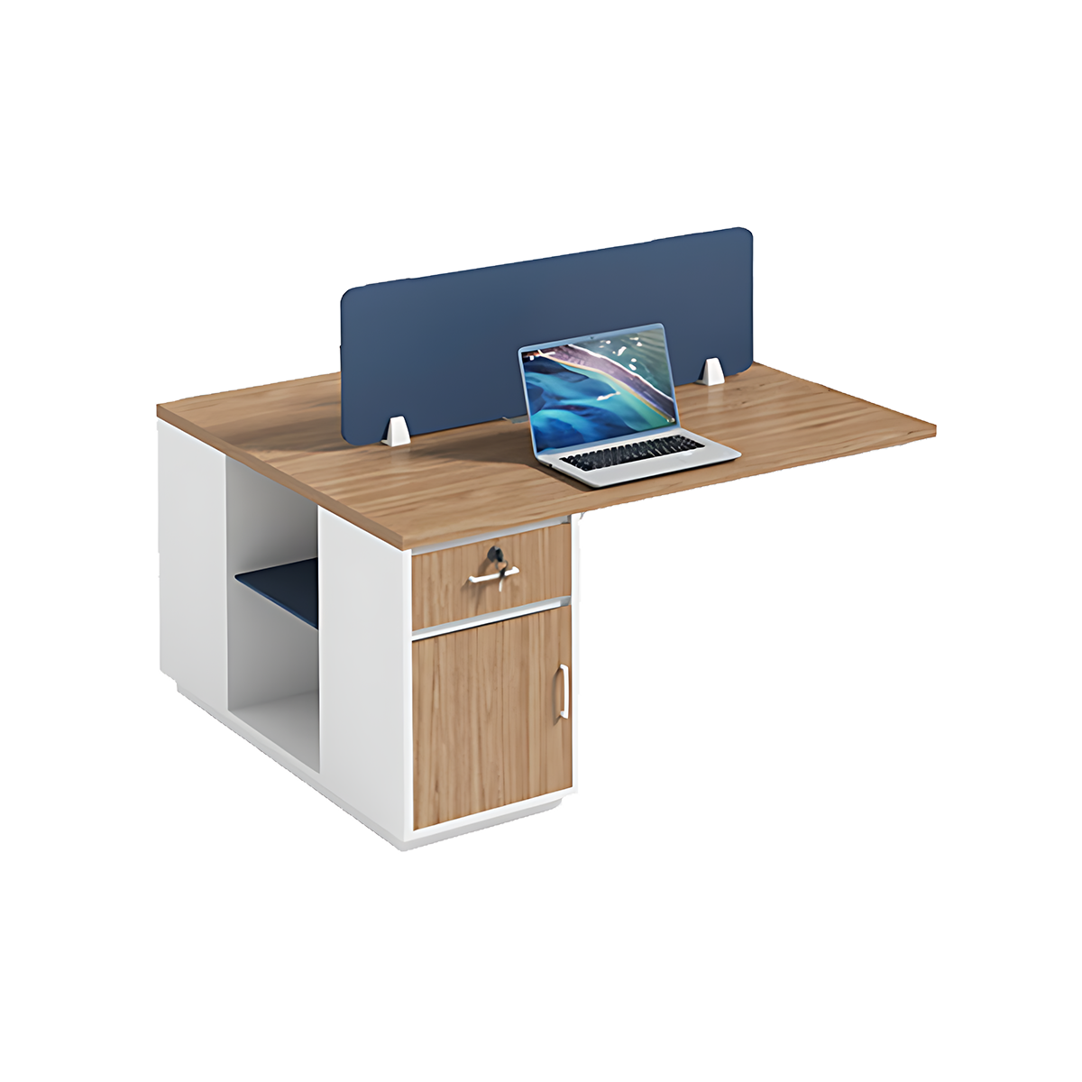 Simple Modern Style Desk and Chair Set with Cabinet