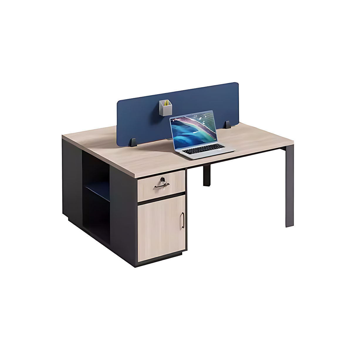 Simple Modern Style Desk and Chair Set with Cabinet