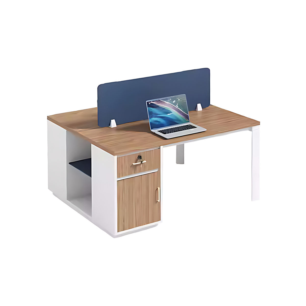 Simple Modern Style Desk and Chair Set with Cabinet