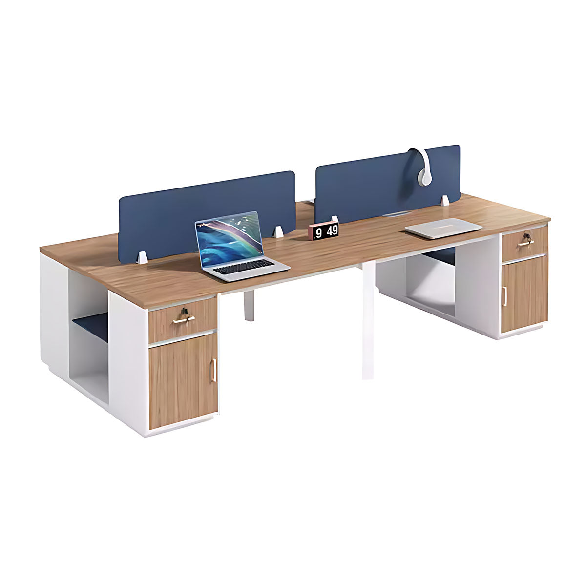 Simple Modern Style Desk and Chair Set with Cabinet