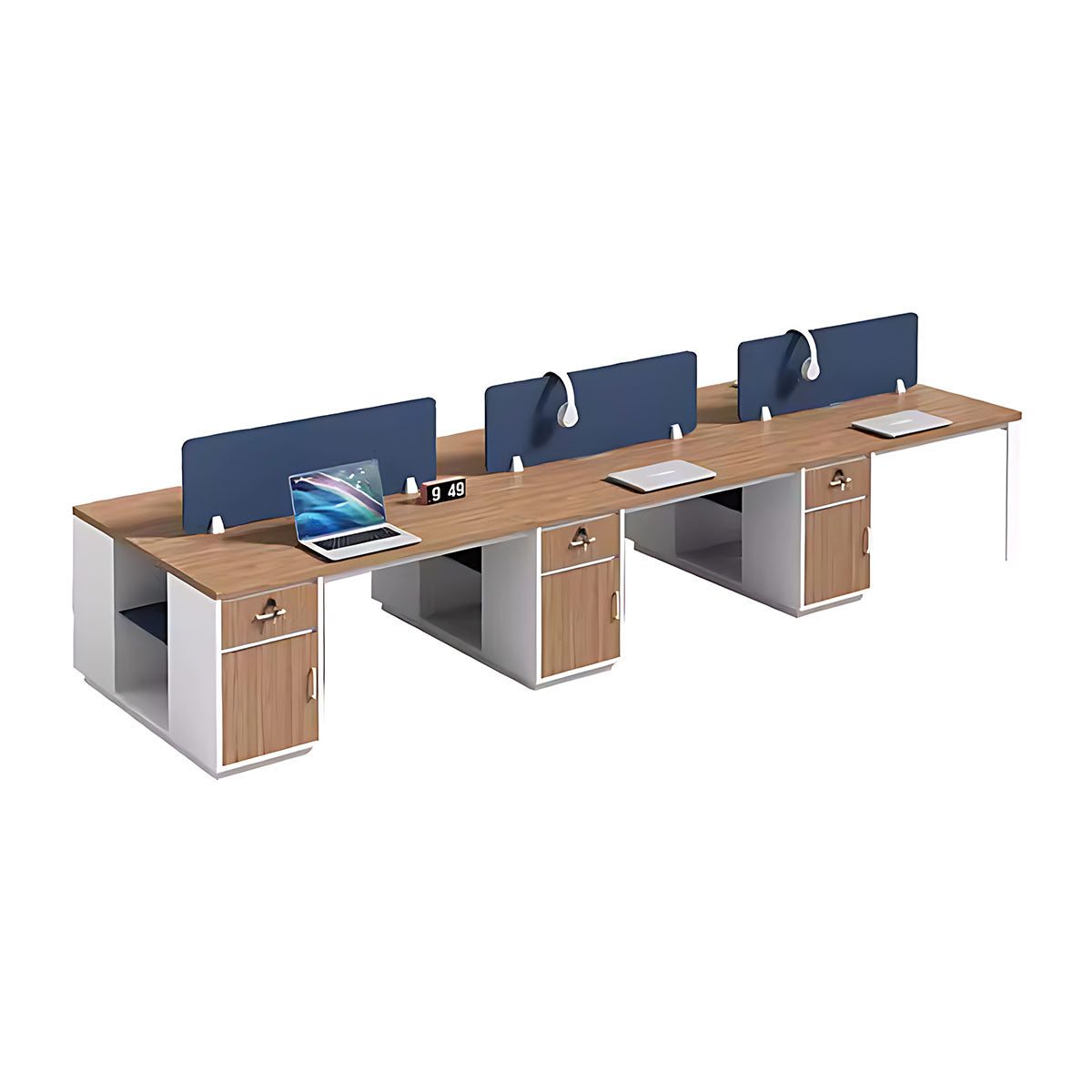 Simple Modern Style Desk and Chair Set with Cabinet