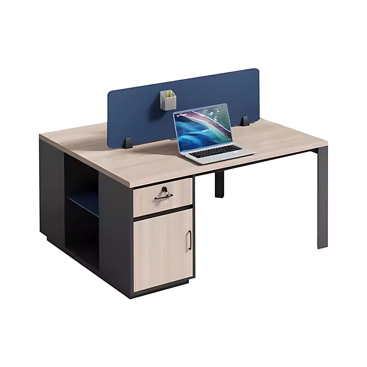 Simple Modern Style Desk and Chair Set with Cabinet