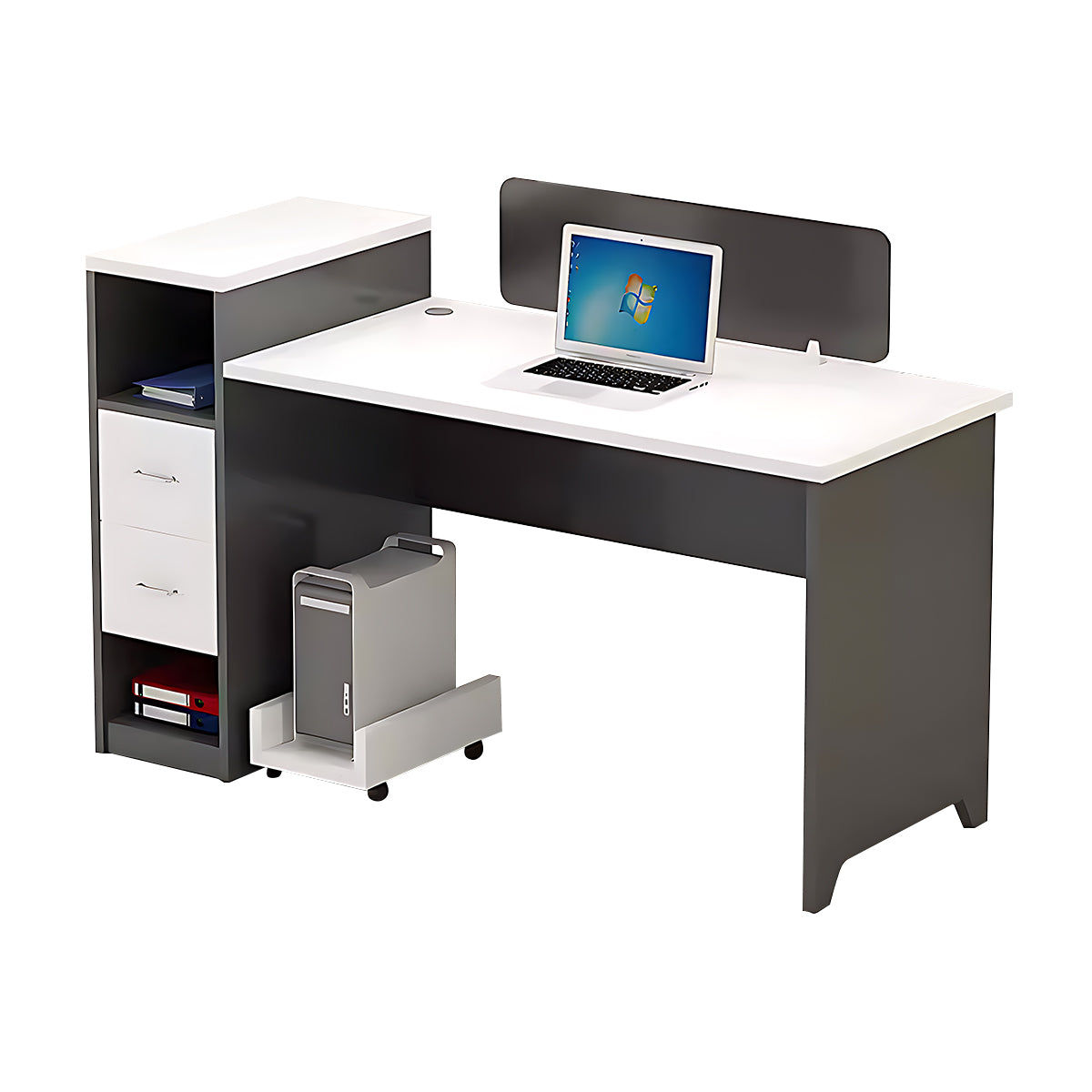 Simple Modern Office Table and Chair Set,4 Person and 6 Person with Tall Cabinets