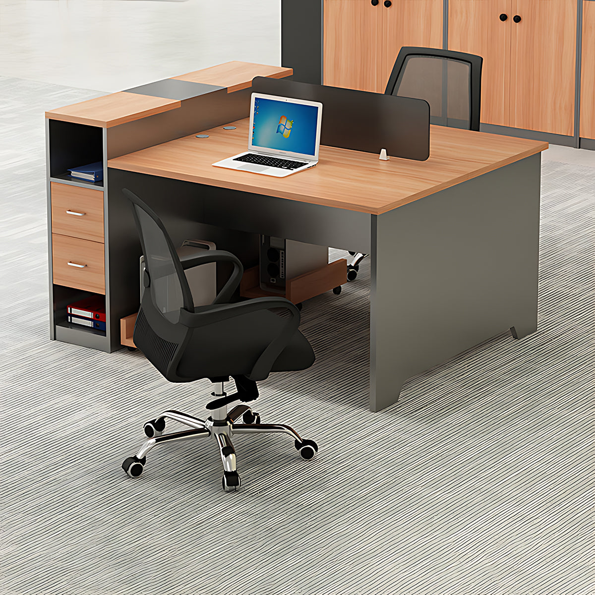 Simple Modern Office Table and Chair Set,4 Person and 6 Person with Tall Cabinets