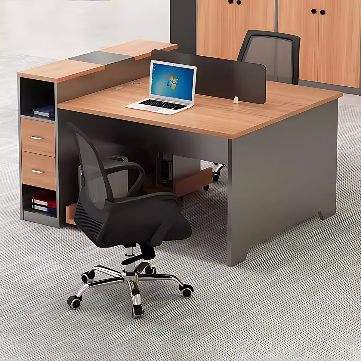 Simple Modern Office Table and Chair Set,4 Person and 6 Person with Tall Cabinets