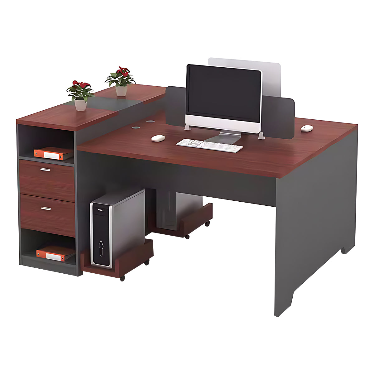 Simple Modern Office Table and Chair Set,4 Person and 6 Person with Tall Cabinets