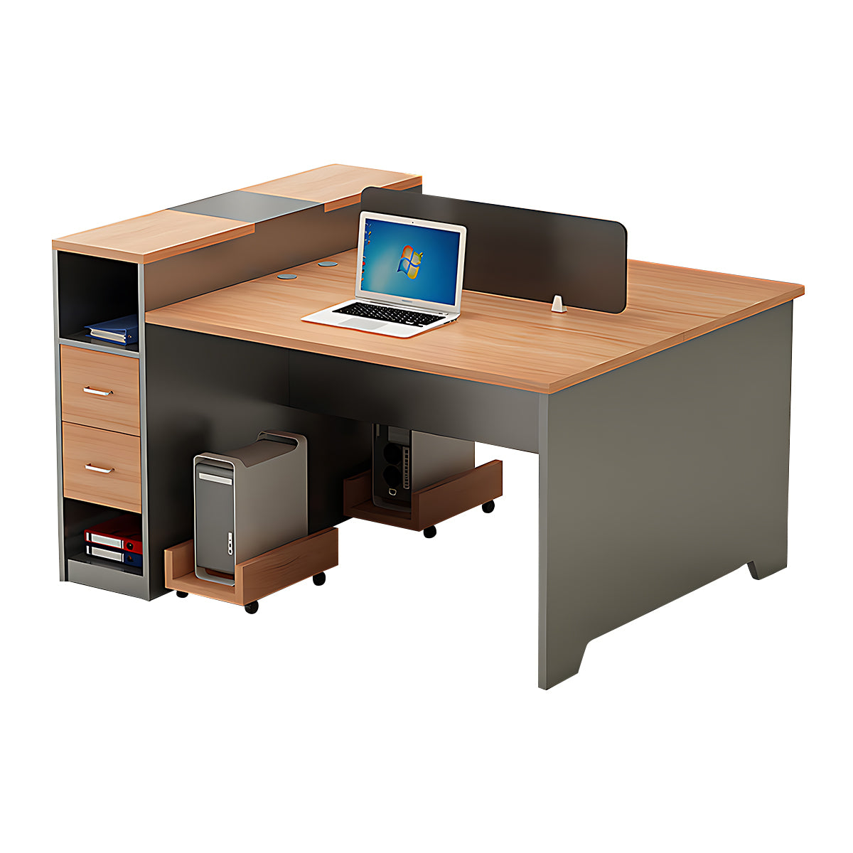 Simple Modern Office Table and Chair Set,4 Person and 6 Person with Tall Cabinets