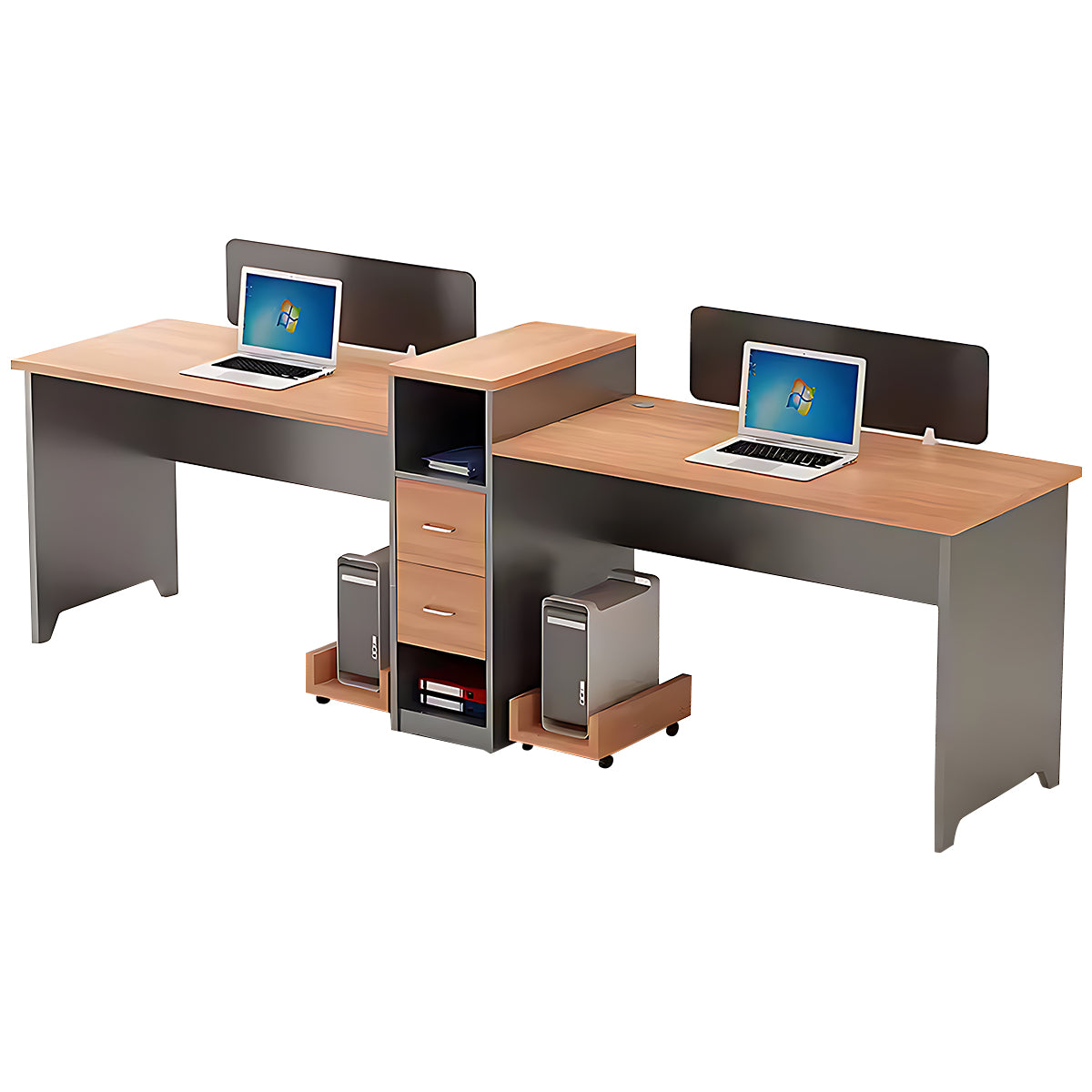 Simple Modern Office Table and Chair Set,4 Person and 6 Person with Tall Cabinets