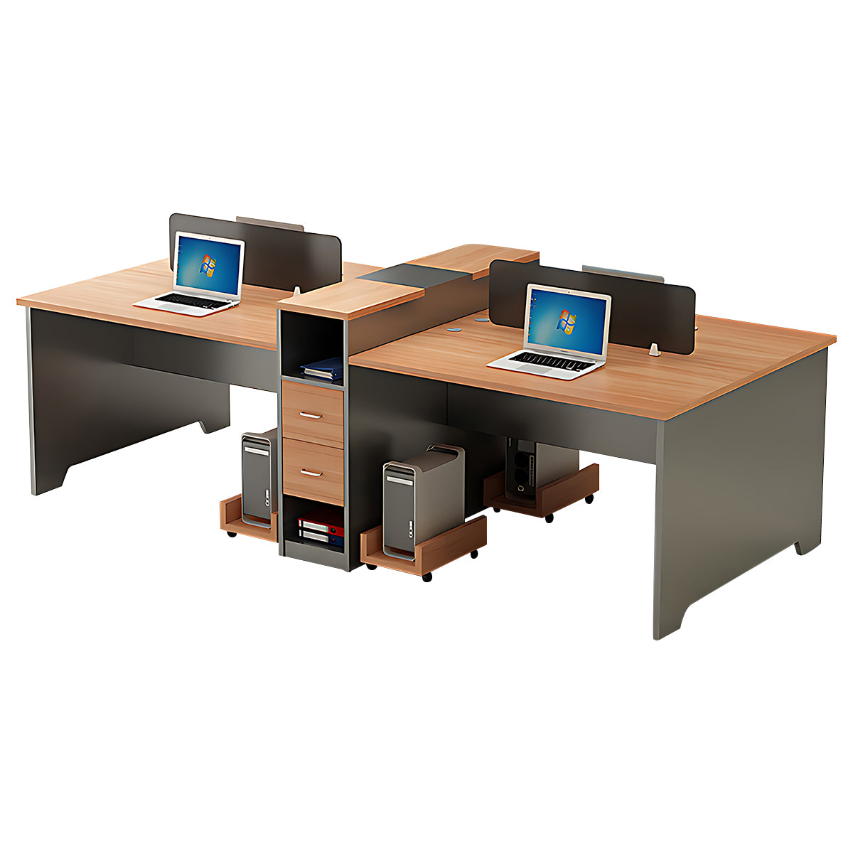 Simple Modern Office Table and Chair Set,4 Person and 6 Person with Tall Cabinets