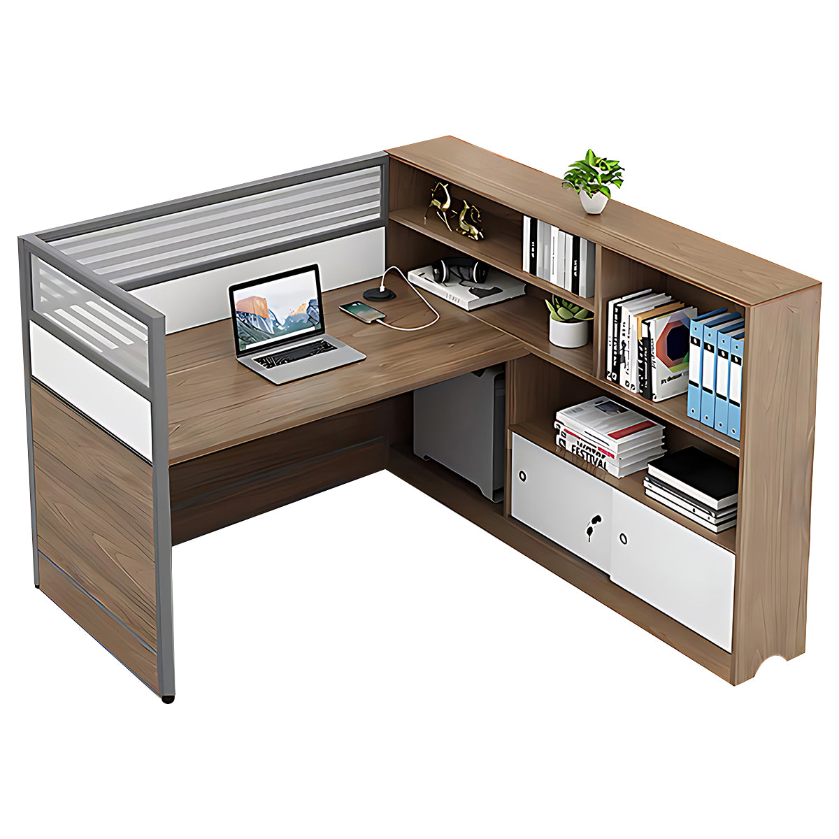 Modern Simple Partitioned Multiperson Staff Desk