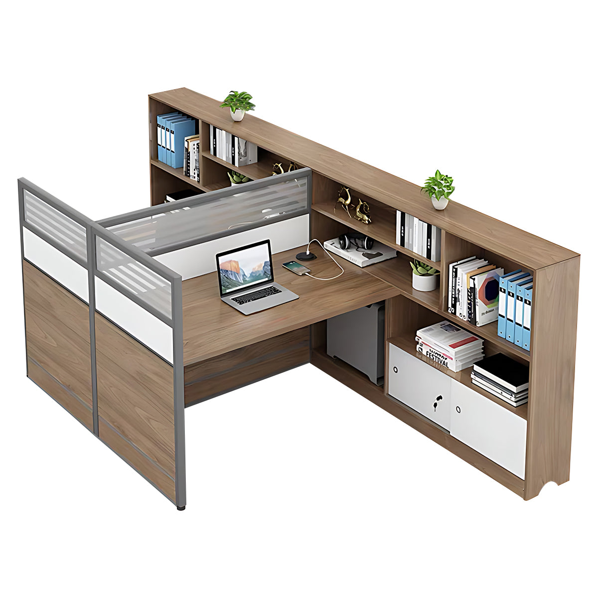 Modern Simple Partitioned Multiperson Staff Desk