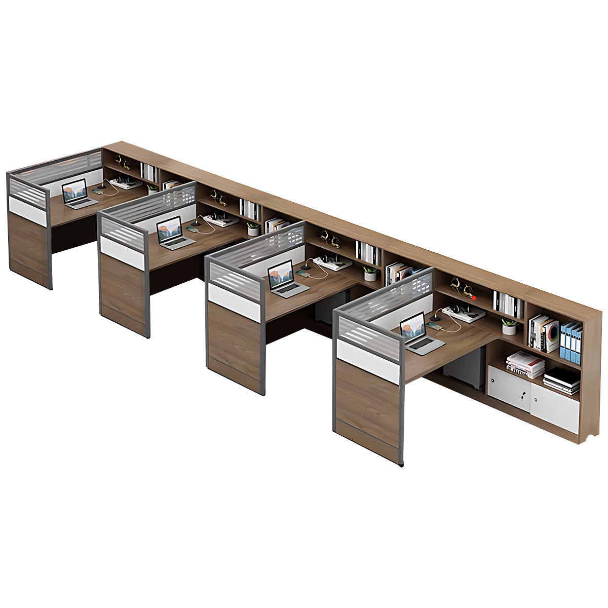 Modern Simple Partitioned Multiperson Staff Desk