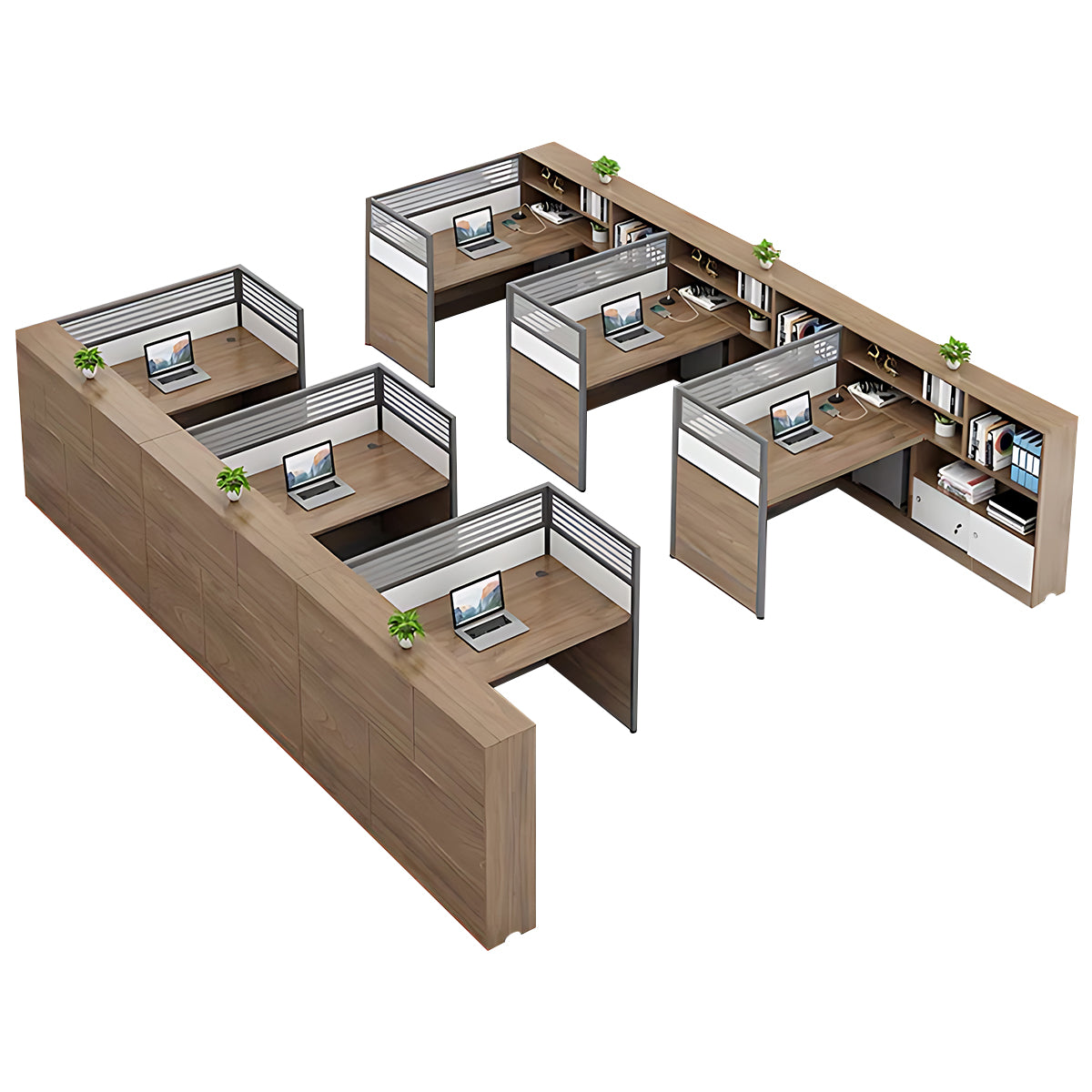 Modern Simple Partitioned Multiperson Staff Desk