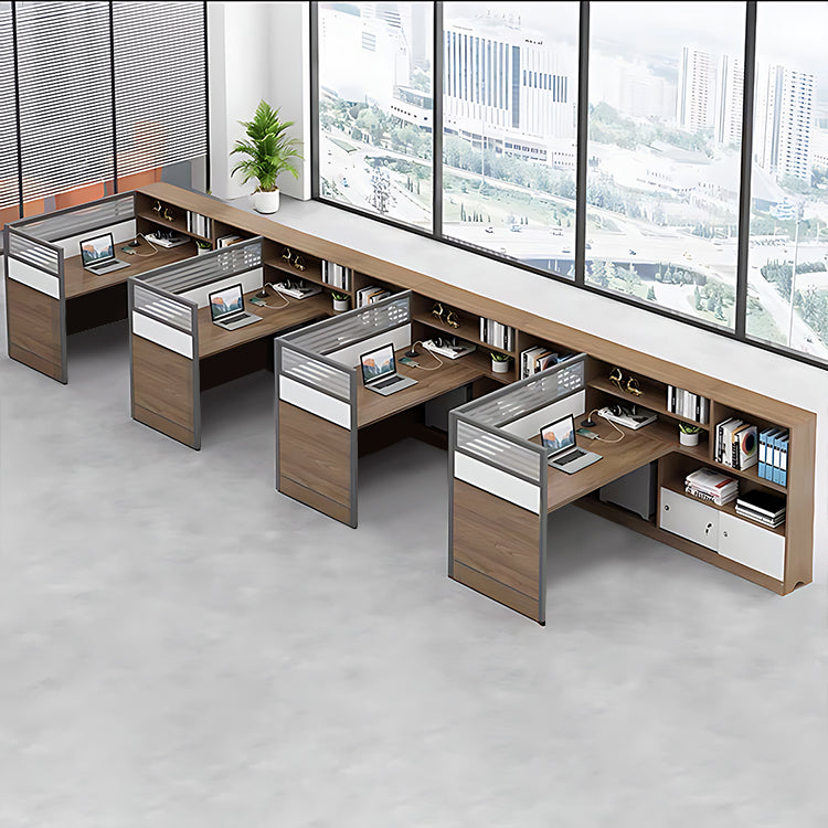 Modern Simple Partitioned Multiperson Staff Desk