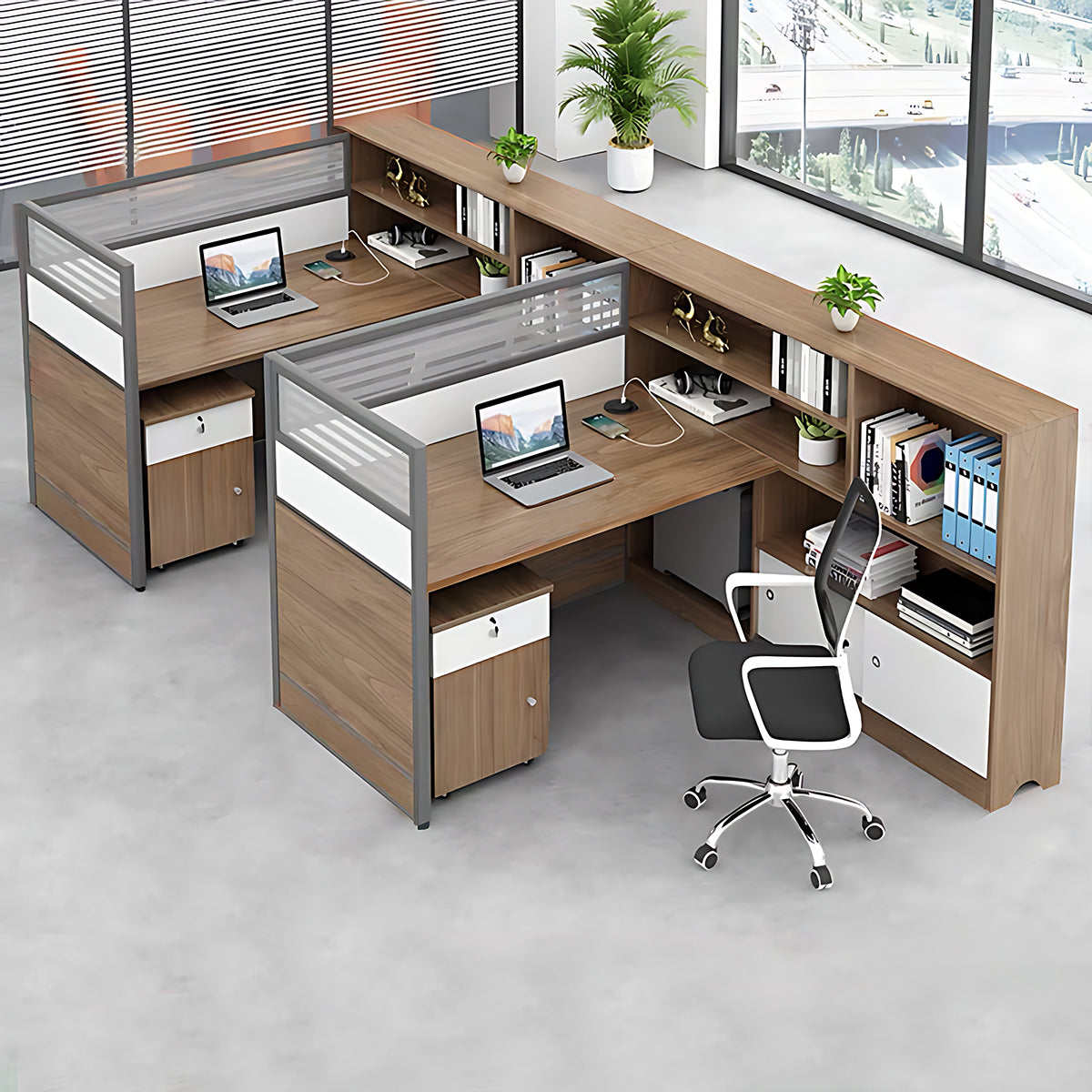 Modern Simple Partitioned Multiperson Staff Desk