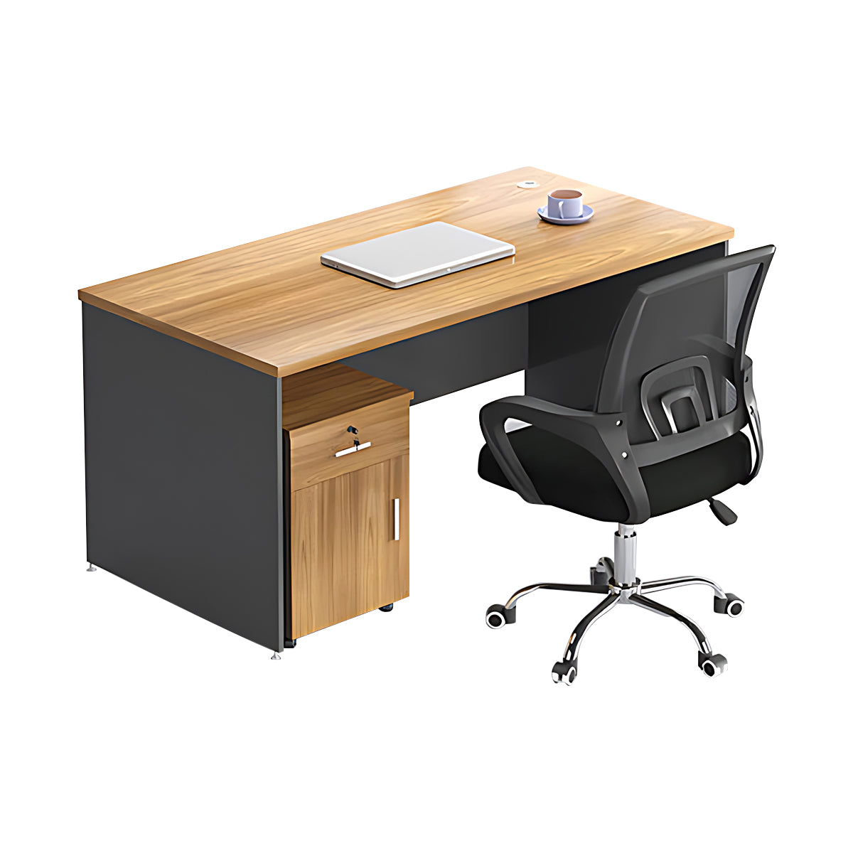 Simple Office Desk and Chair Set with Acrylic Screen