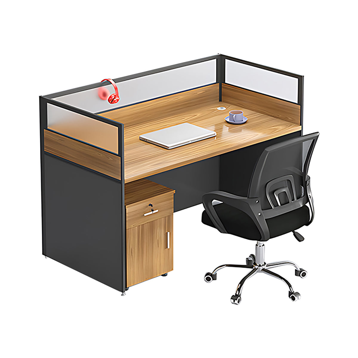 Simple Office Desk and Chair Set with Acrylic Screen