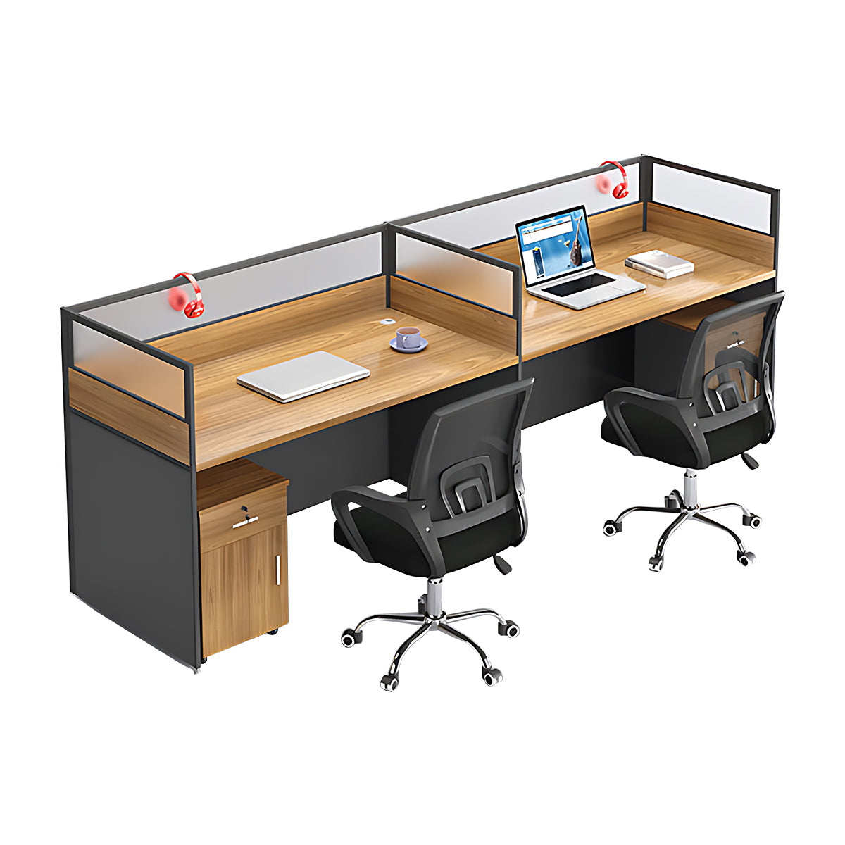 Simple Office Desk and Chair Set with Acrylic Screen