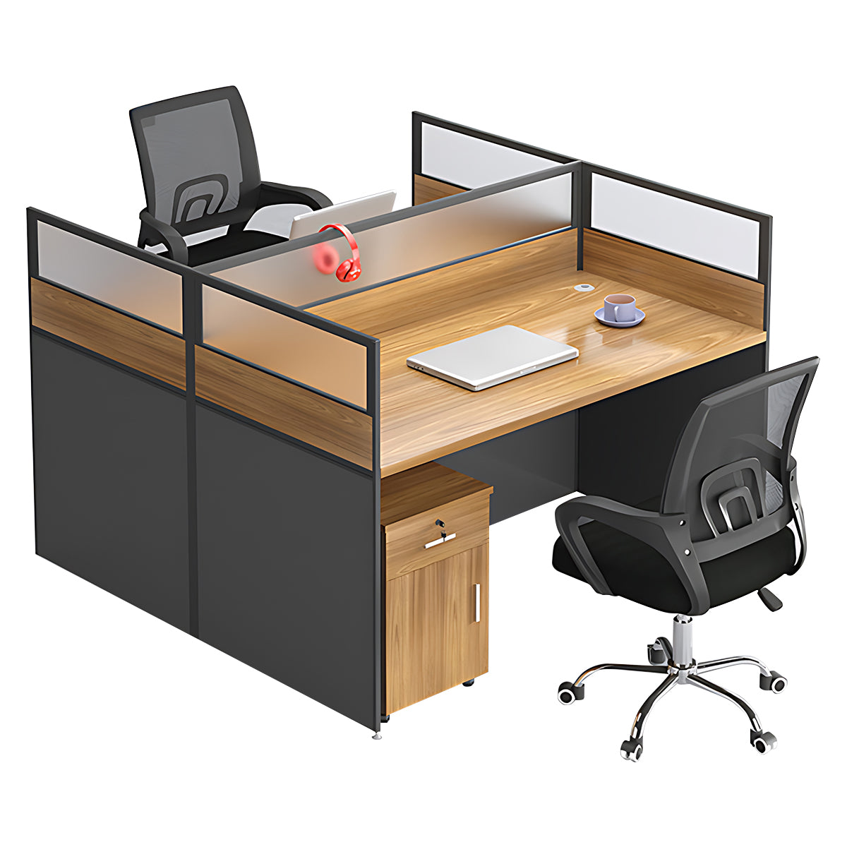 Simple Office Desk and Chair Set with Acrylic Screen