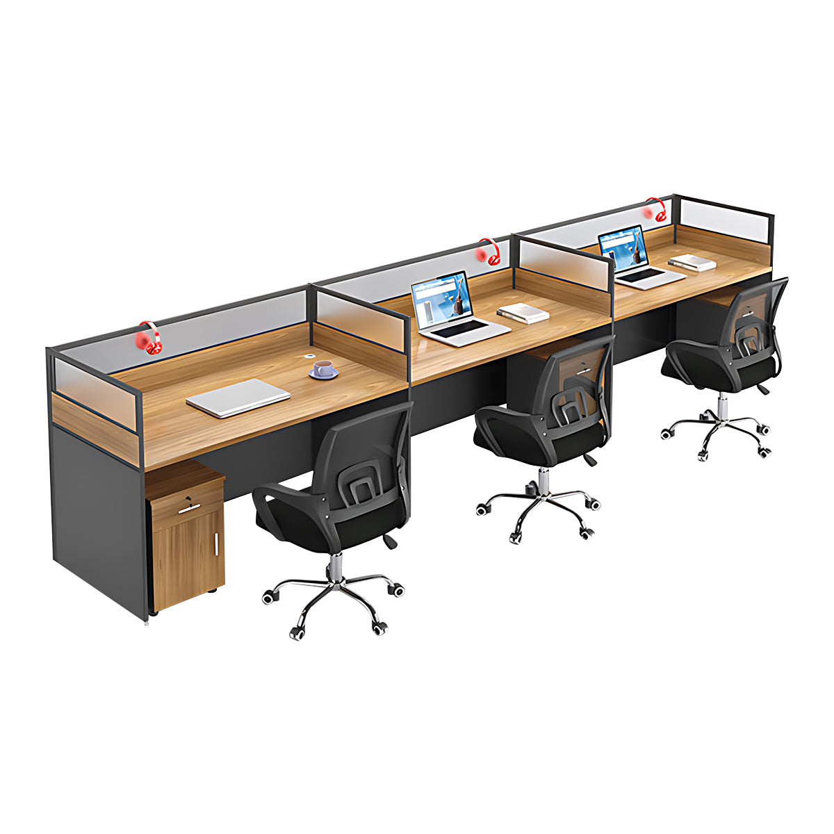 Simple Office Desk and Chair Set with Acrylic Screen