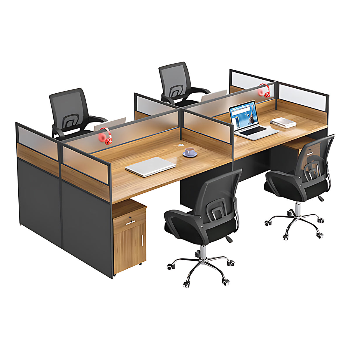 Simple Office Desk and Chair Set with Acrylic Screen