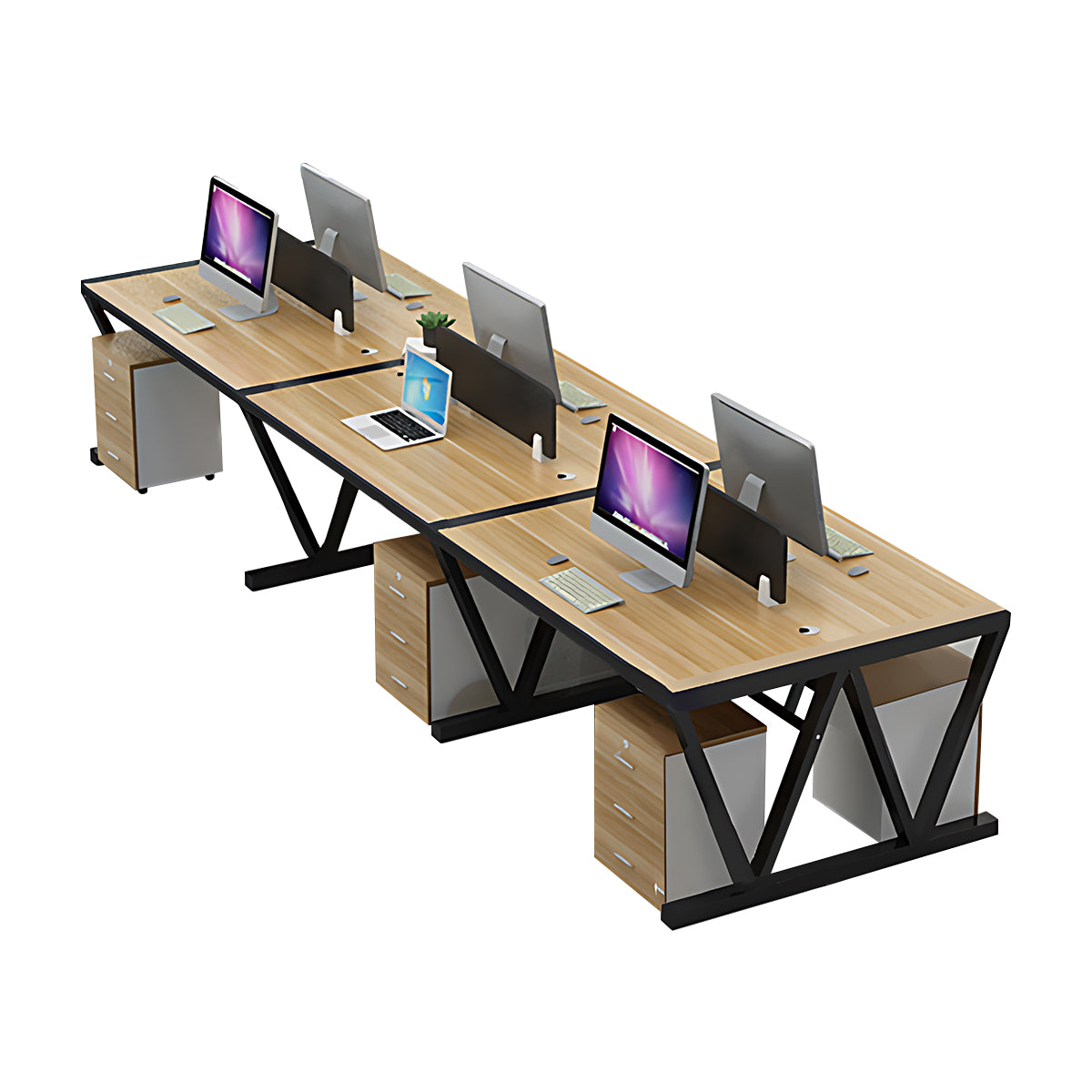 Simple Modern Desk and Chair Set with W Shaped Thickened Legs and Screen Partition