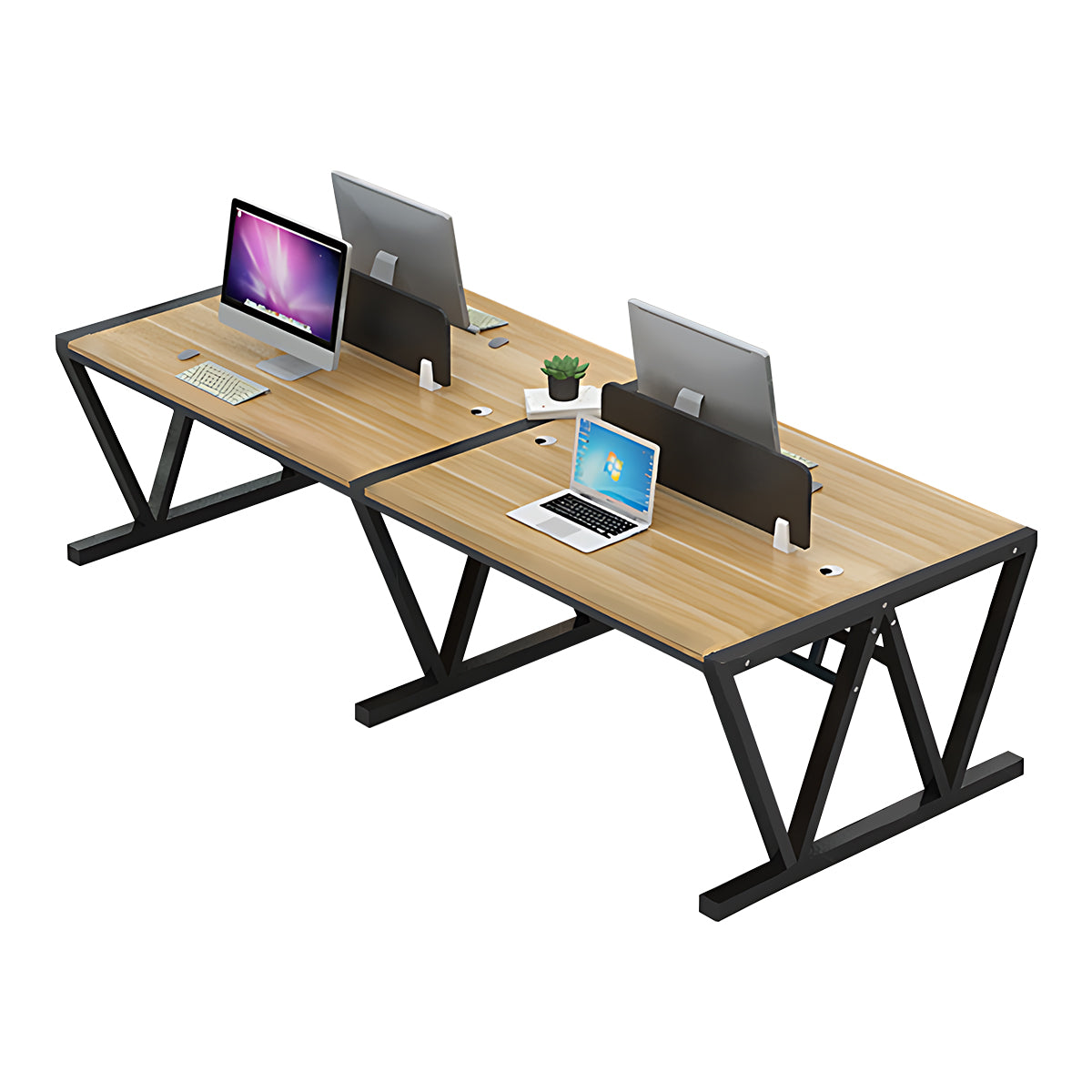 Simple Modern Desk and Chair Set with W Shaped Thickened Legs and Screen Partition