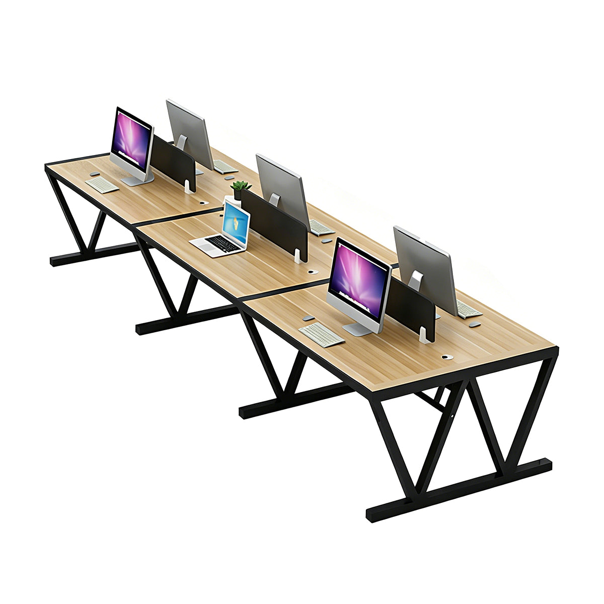 Simple Modern Desk and Chair Set with W Shaped Thickened Legs and Screen Partition