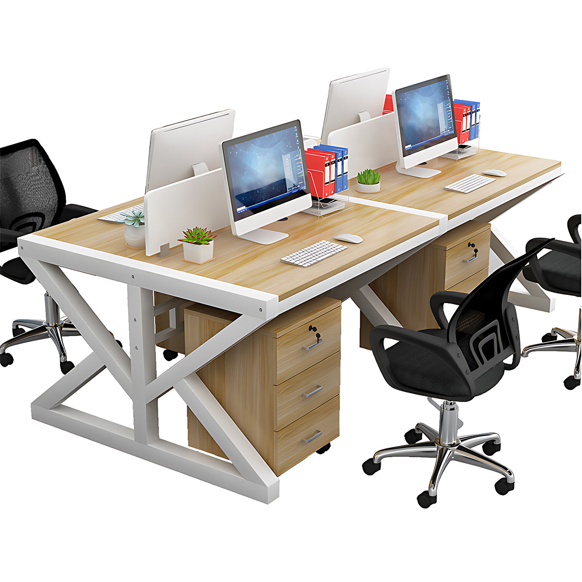 Simple Modern Finance Staff Desk and Chair Set, Black and White