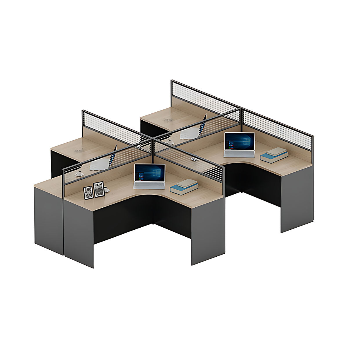 Simple Multi Position Desk, Free Combination, Aluminum Alloy Frame with Screen Partition