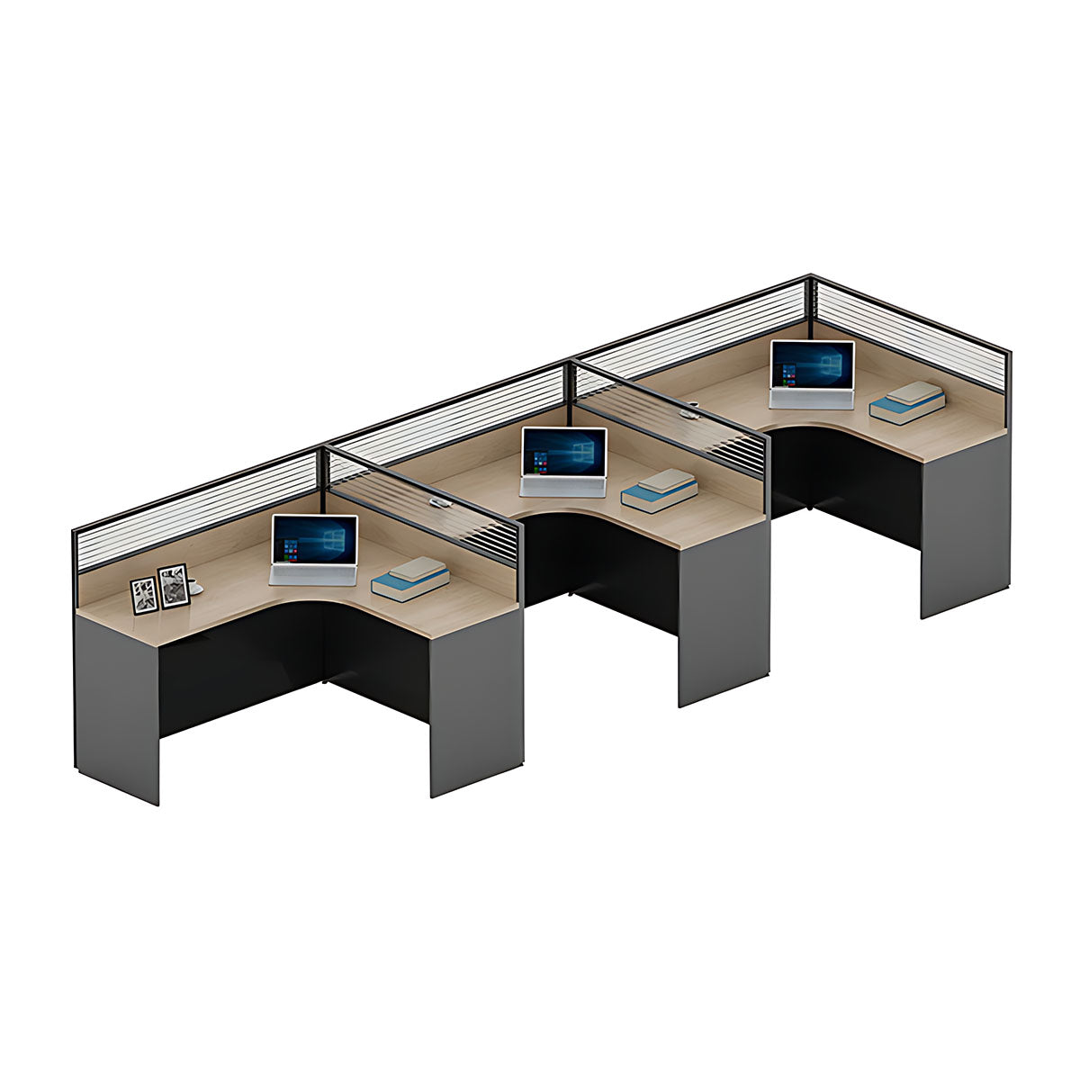 Simple Multi Position Desk, Free Combination, Aluminum Alloy Frame with Screen Partition