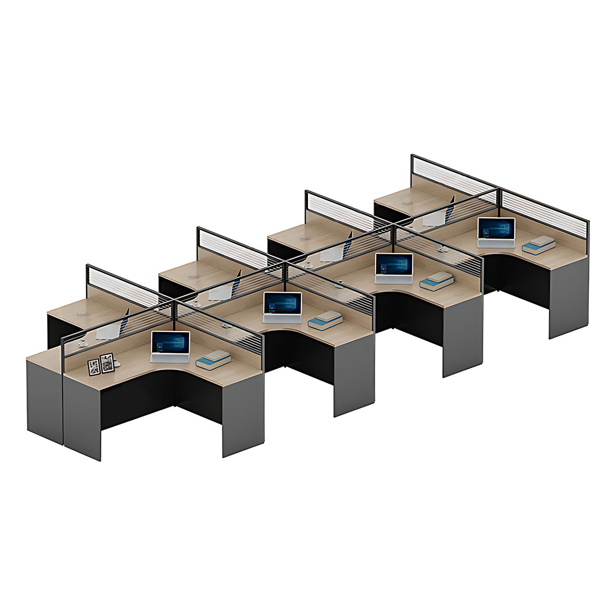 Simple Multi Position Desk, Free Combination, Aluminum Alloy Frame with Screen Partition