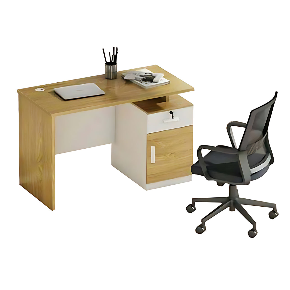 Steel Wooden Desk and Chair Set with Screen,Four Seater