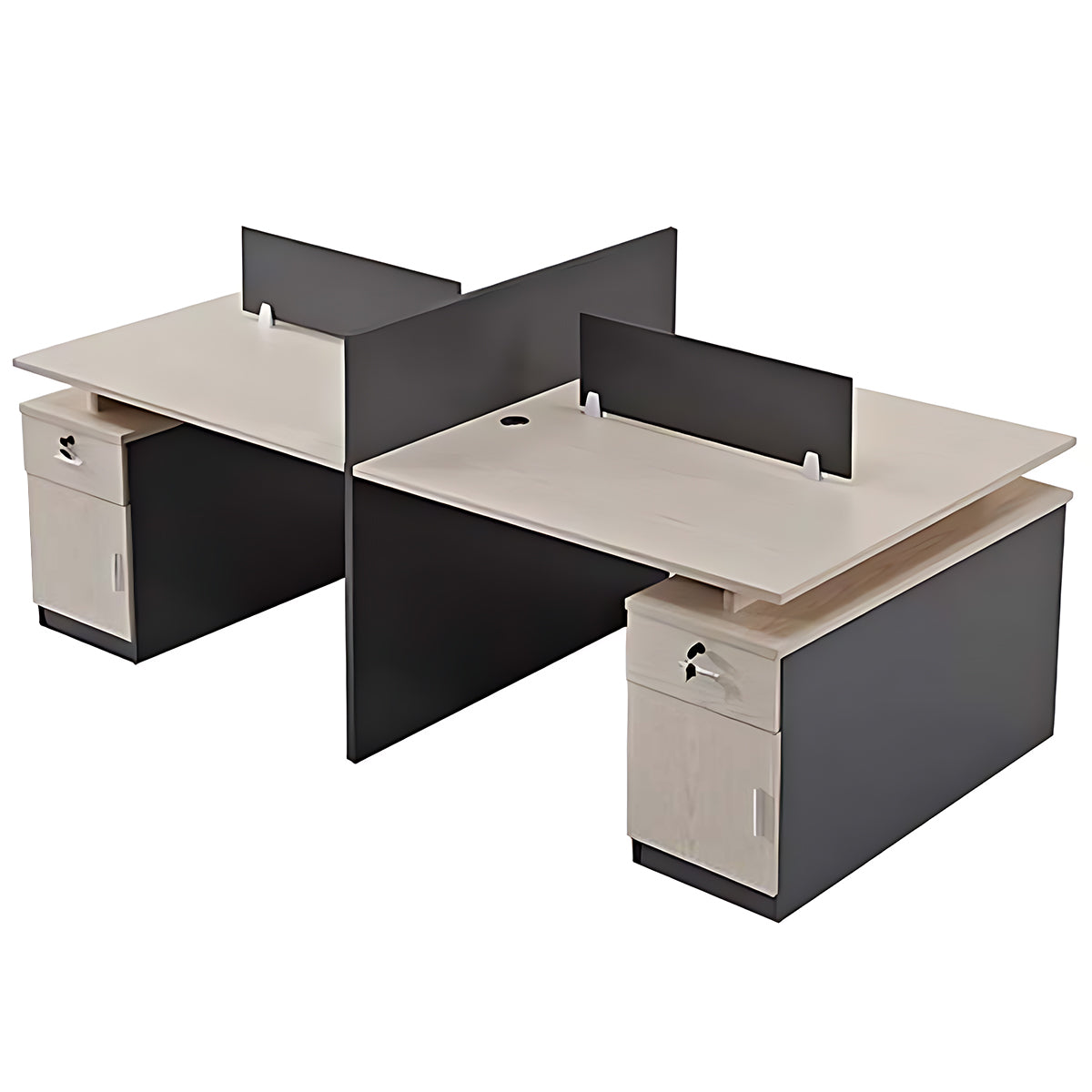 Steel Wooden Desk and Chair Set with Screen,Four Seater