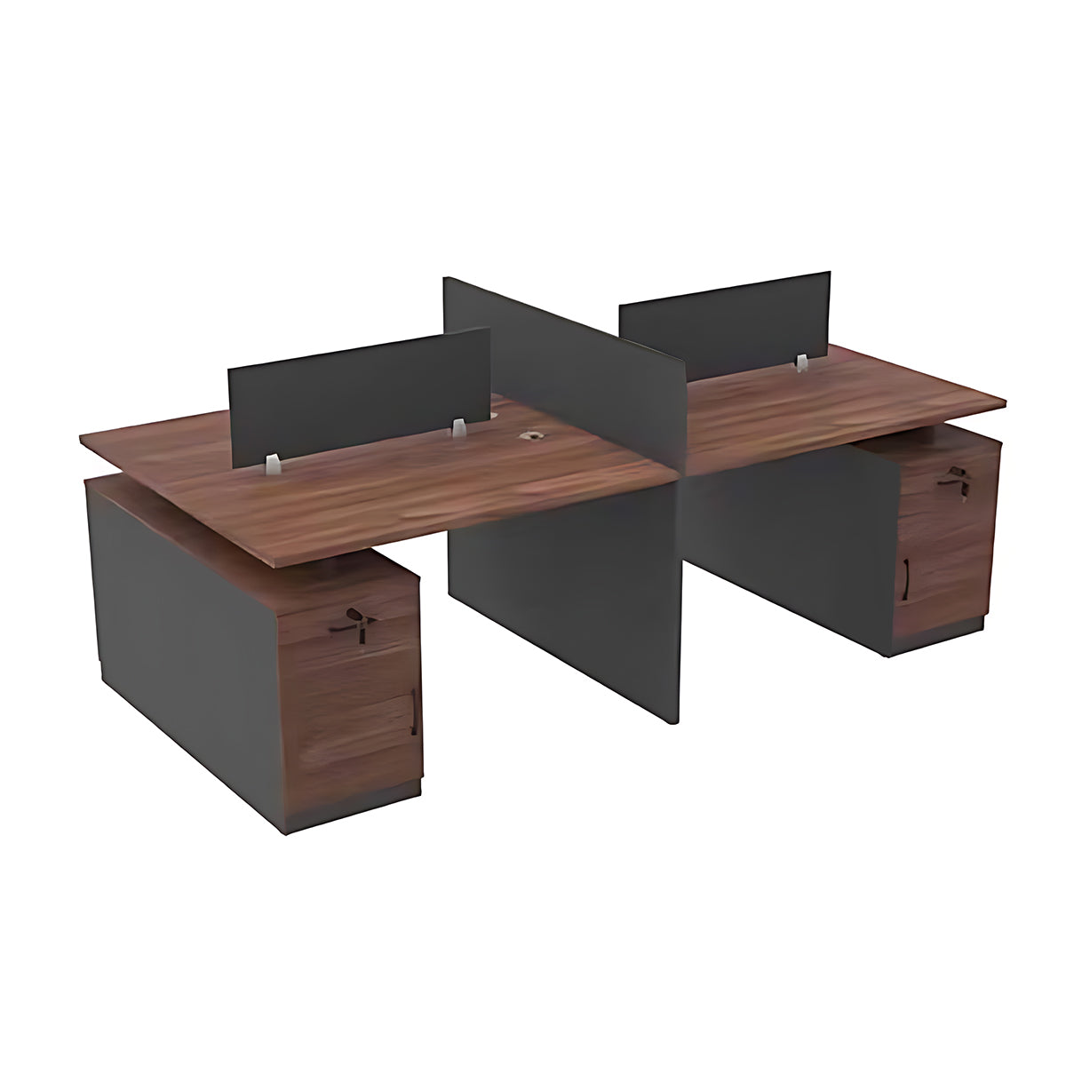 Steel Wooden Desk and Chair Set with Screen,Four Seater