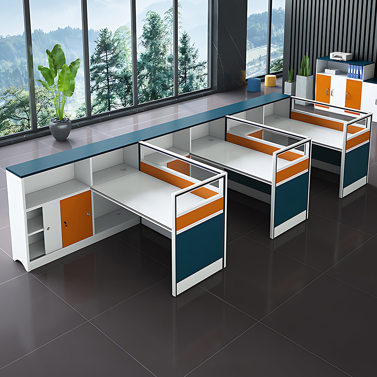 Modern Finance Office Computer Desk and Chair Set with Screen Partition