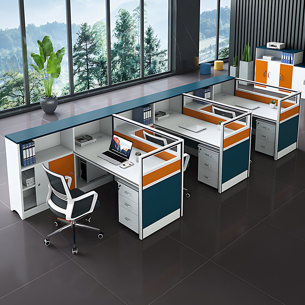 Modern Finance Office Computer Desk and Chair Set with Screen Partition