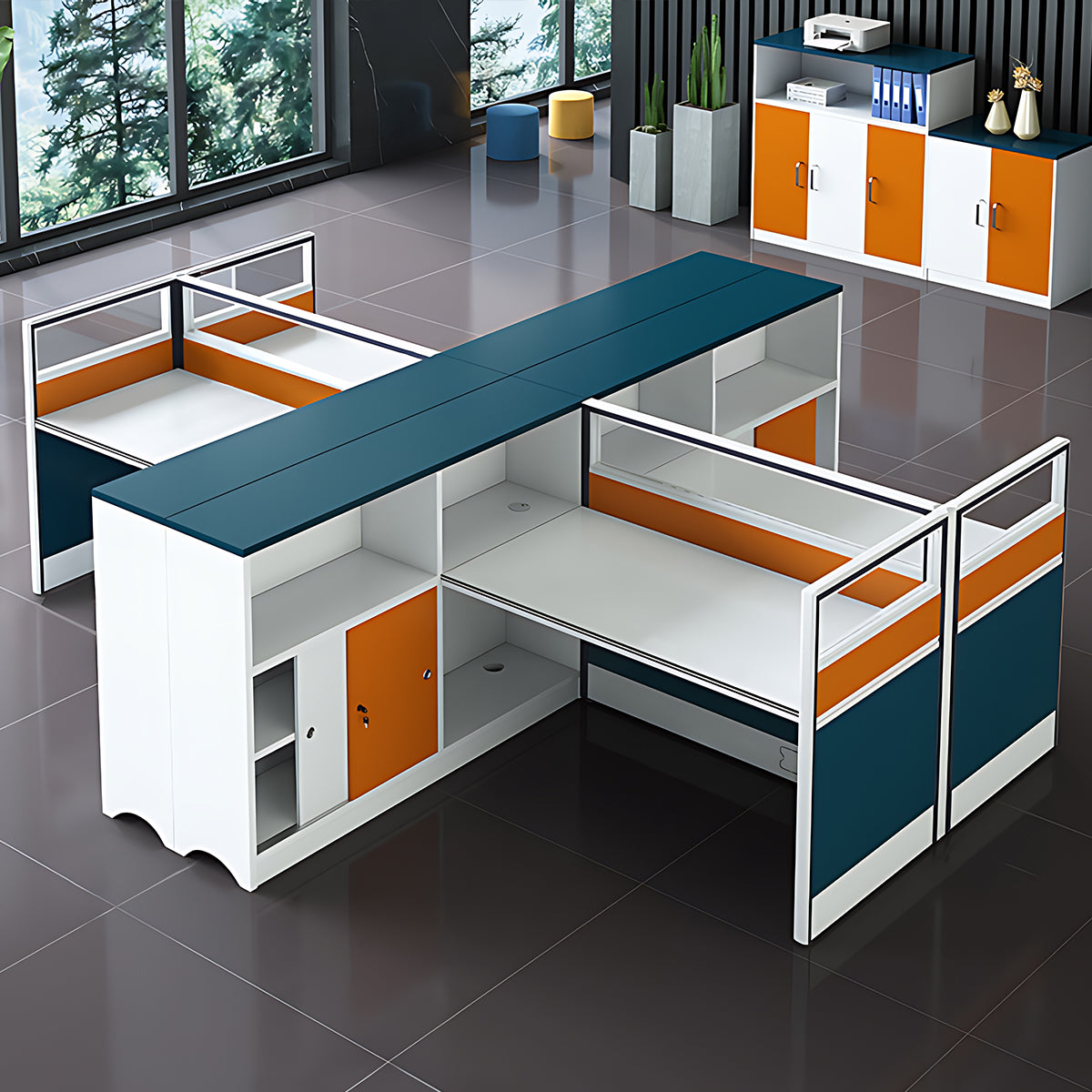 Modern Finance Office Computer Desk and Chair Set with Screen Partition