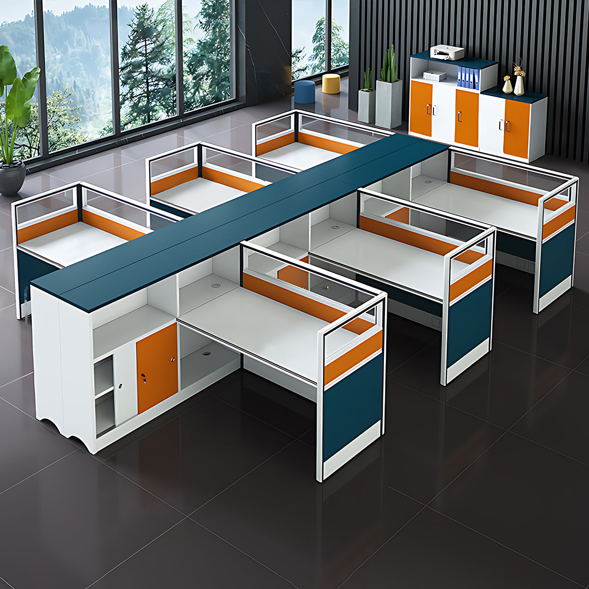 Modern Finance Office Computer Desk and Chair Set with Screen Partition