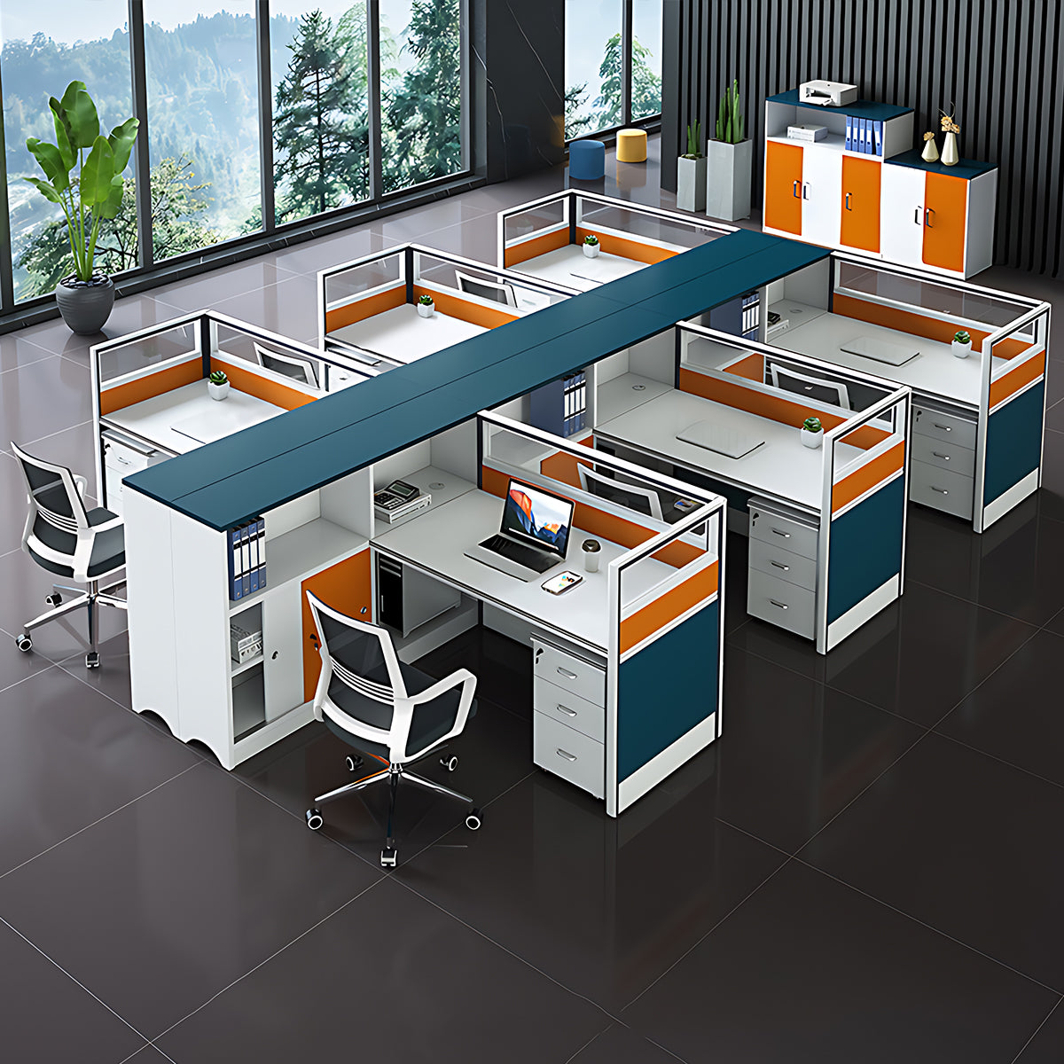 Modern Finance Office Computer Desk and Chair Set with Screen Partition