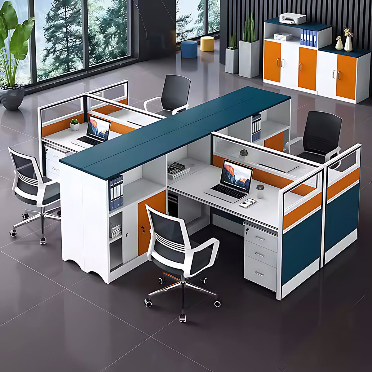 Modern Finance Office Computer Desk and Chair Set with Screen Partition