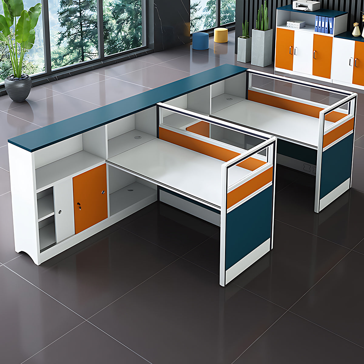 Modern Finance Office Computer Desk and Chair Set with Screen Partition