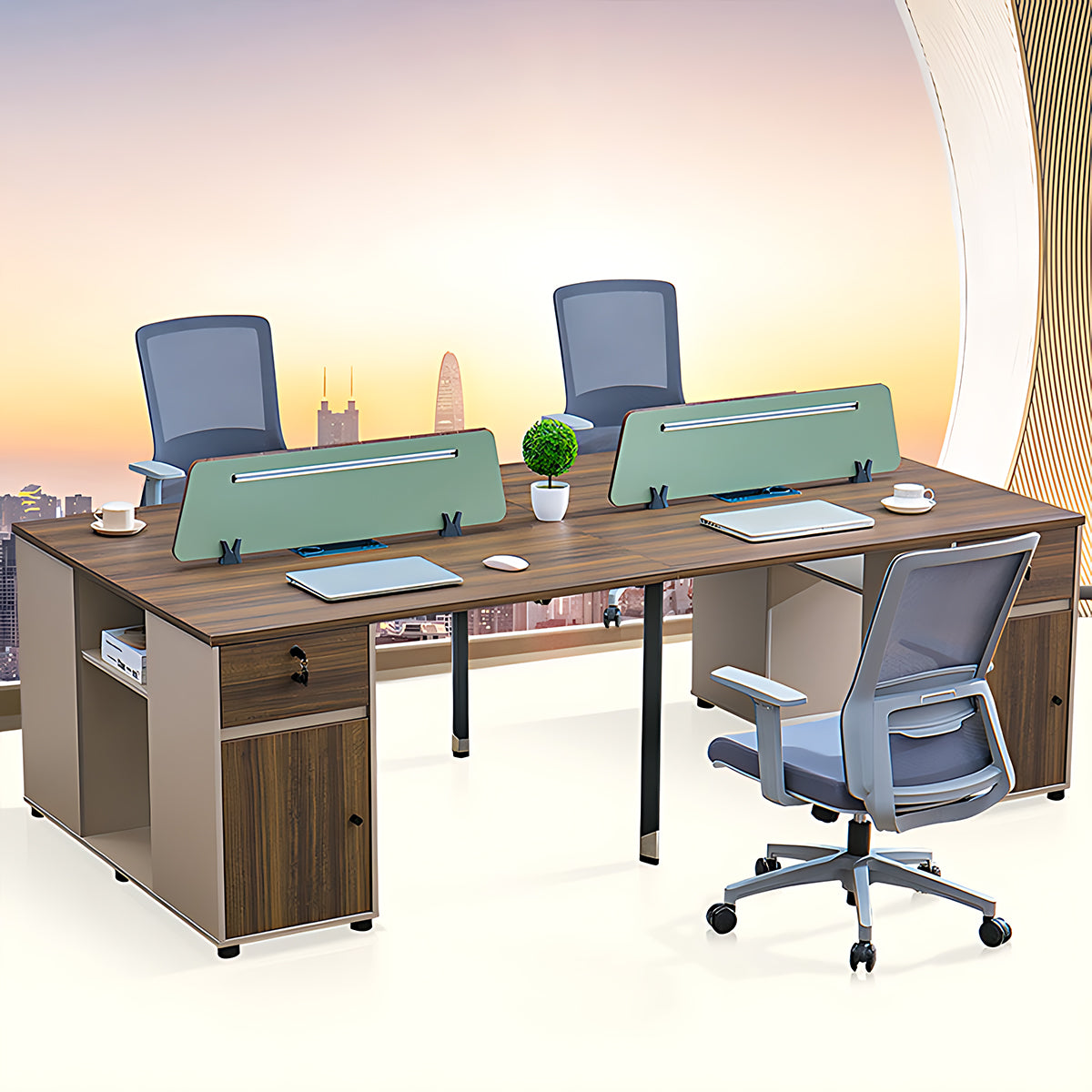 Simple Screen Workstation Computer Desk and Chair Set