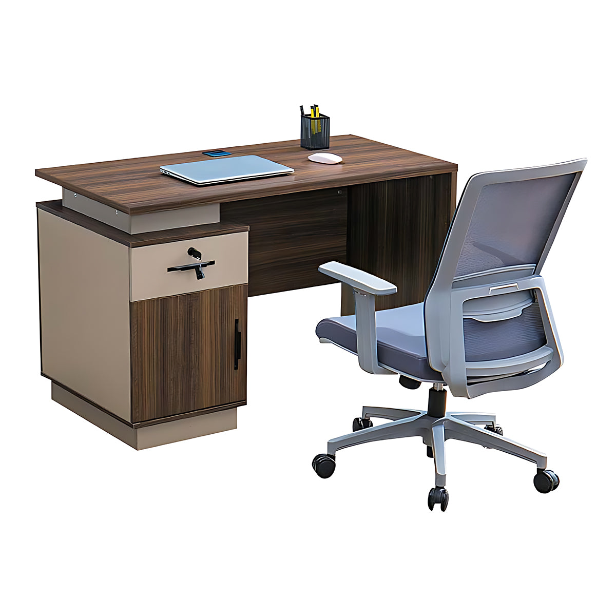 Simple Screen Workstation Computer Desk and Chair Set