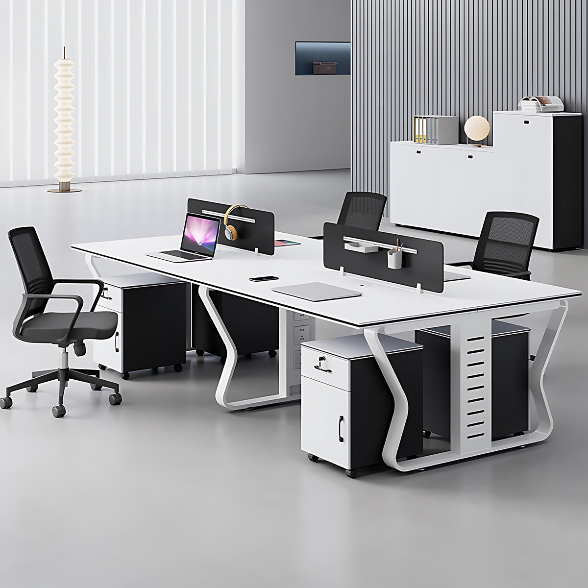 Modern Office Concept Computer Workstation Desk and Chair Combination