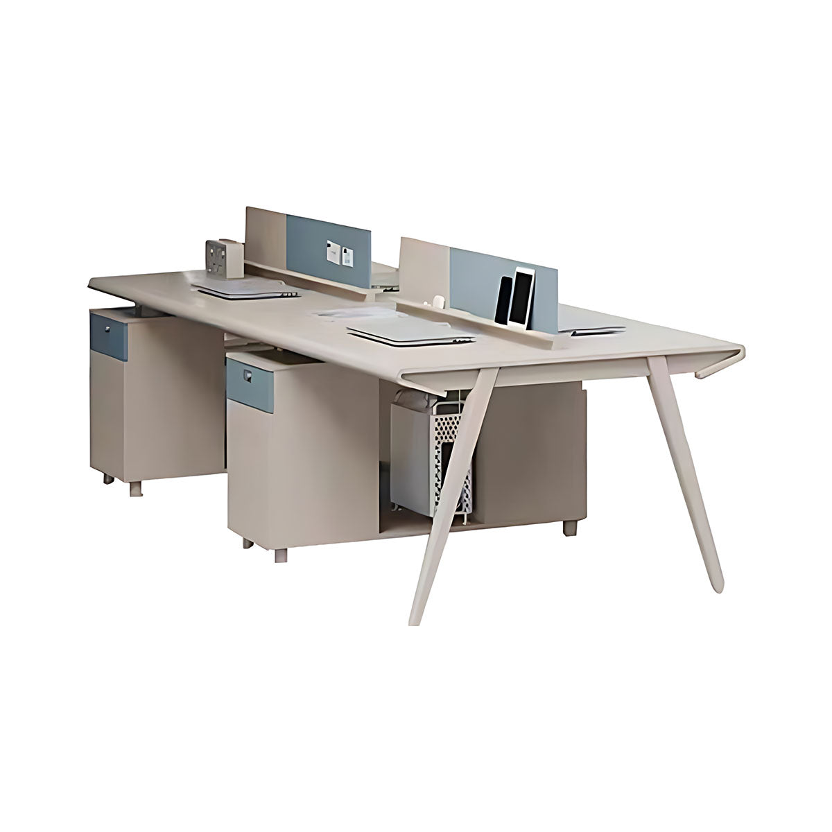 Simple Modern Office Desk and Chair, Solid Wooden Table Legs with Screen Partition