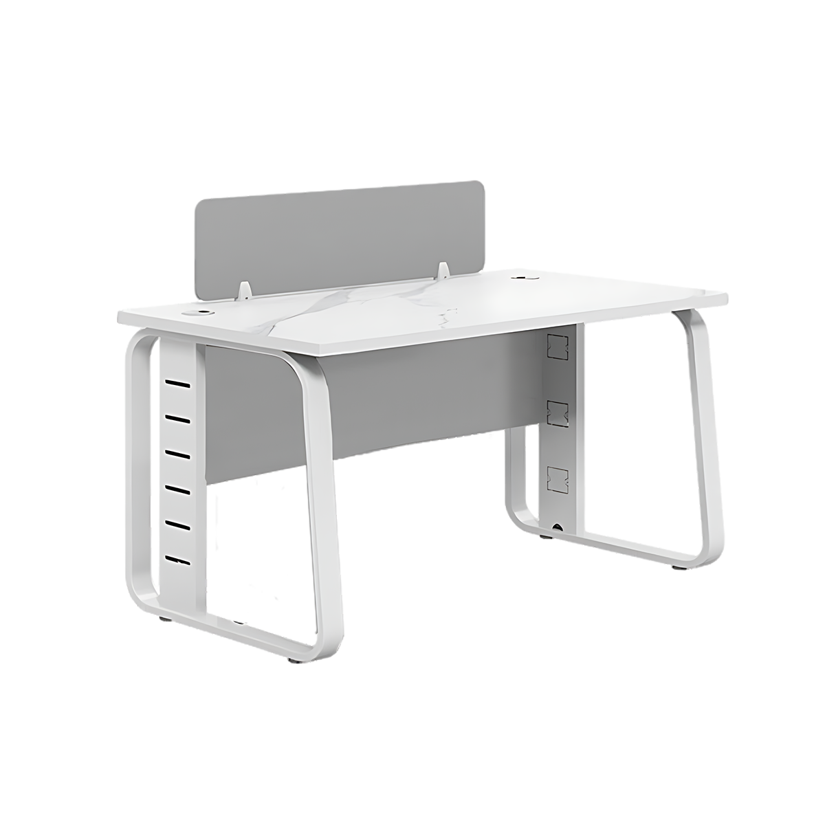 Modern Minimalist Desk and Chair Set with Partition and Adjustable Legs,4 Seater