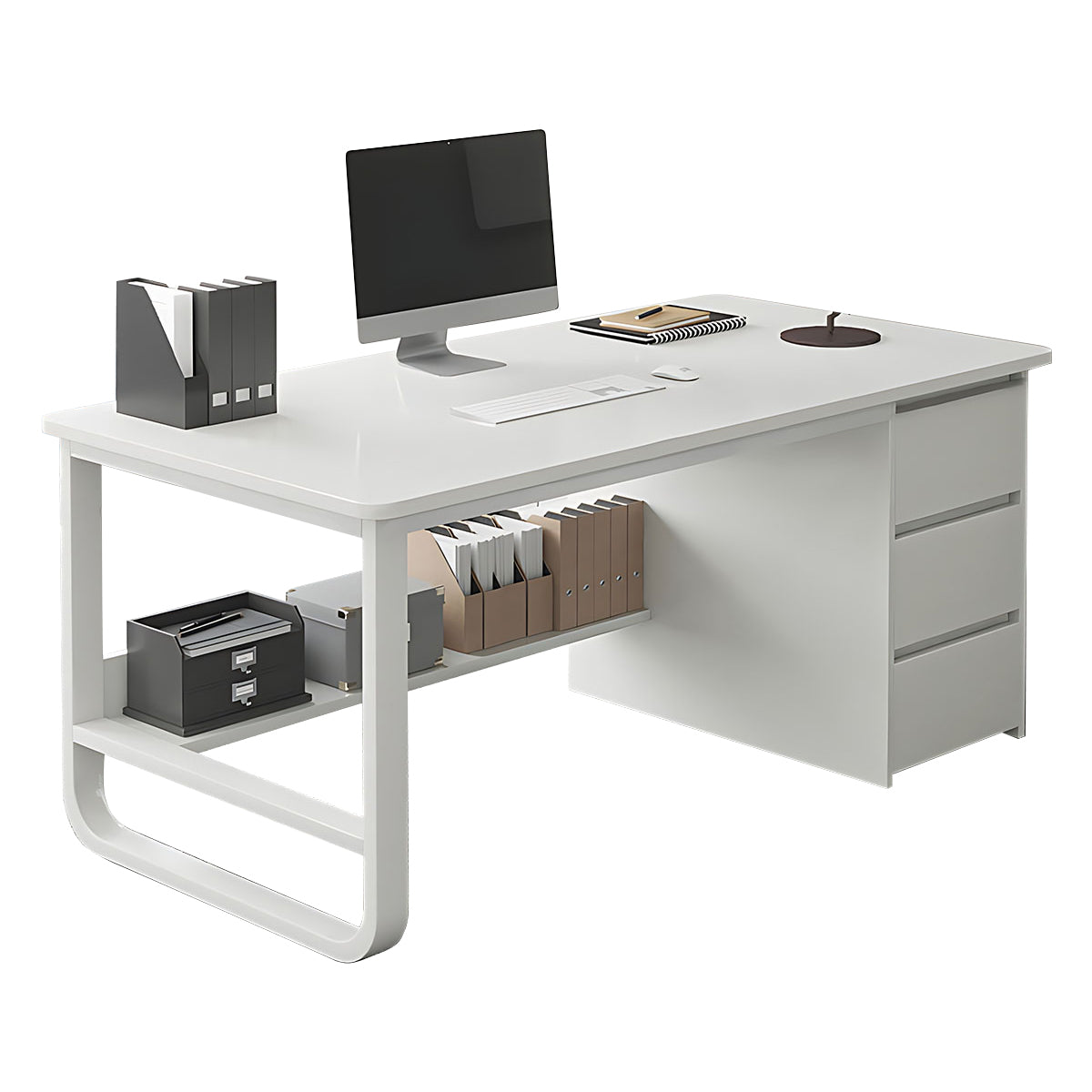 Simple Multiperson Desk and Chair Set, Single Workstation