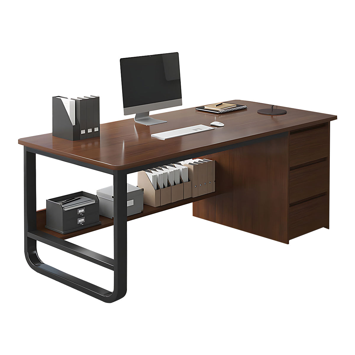 Simple Multiperson Desk and Chair Set, Single Workstation