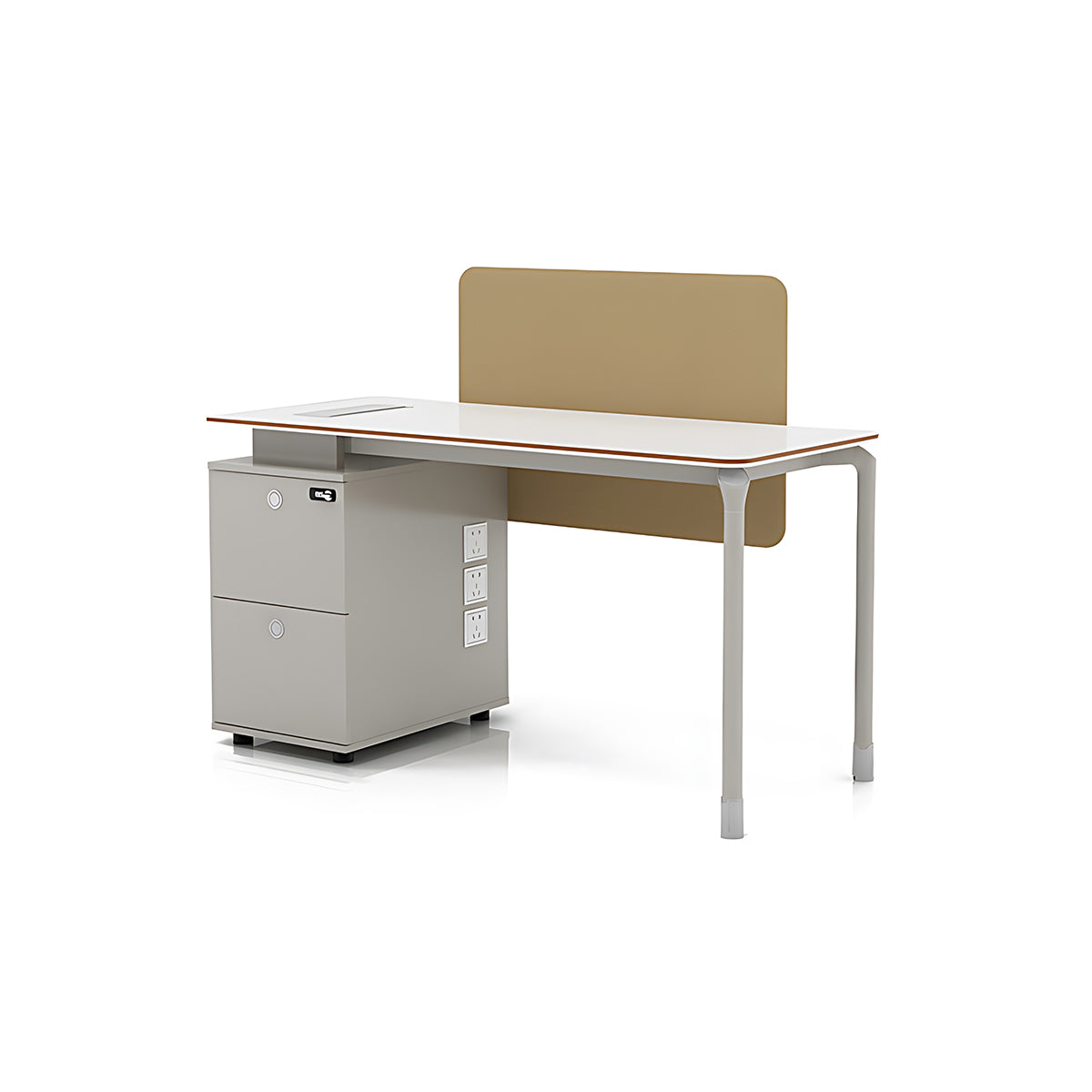 Simple Modern Desk, Free Combination with Screen and Multifunctional Storage Cabinet, Warm White